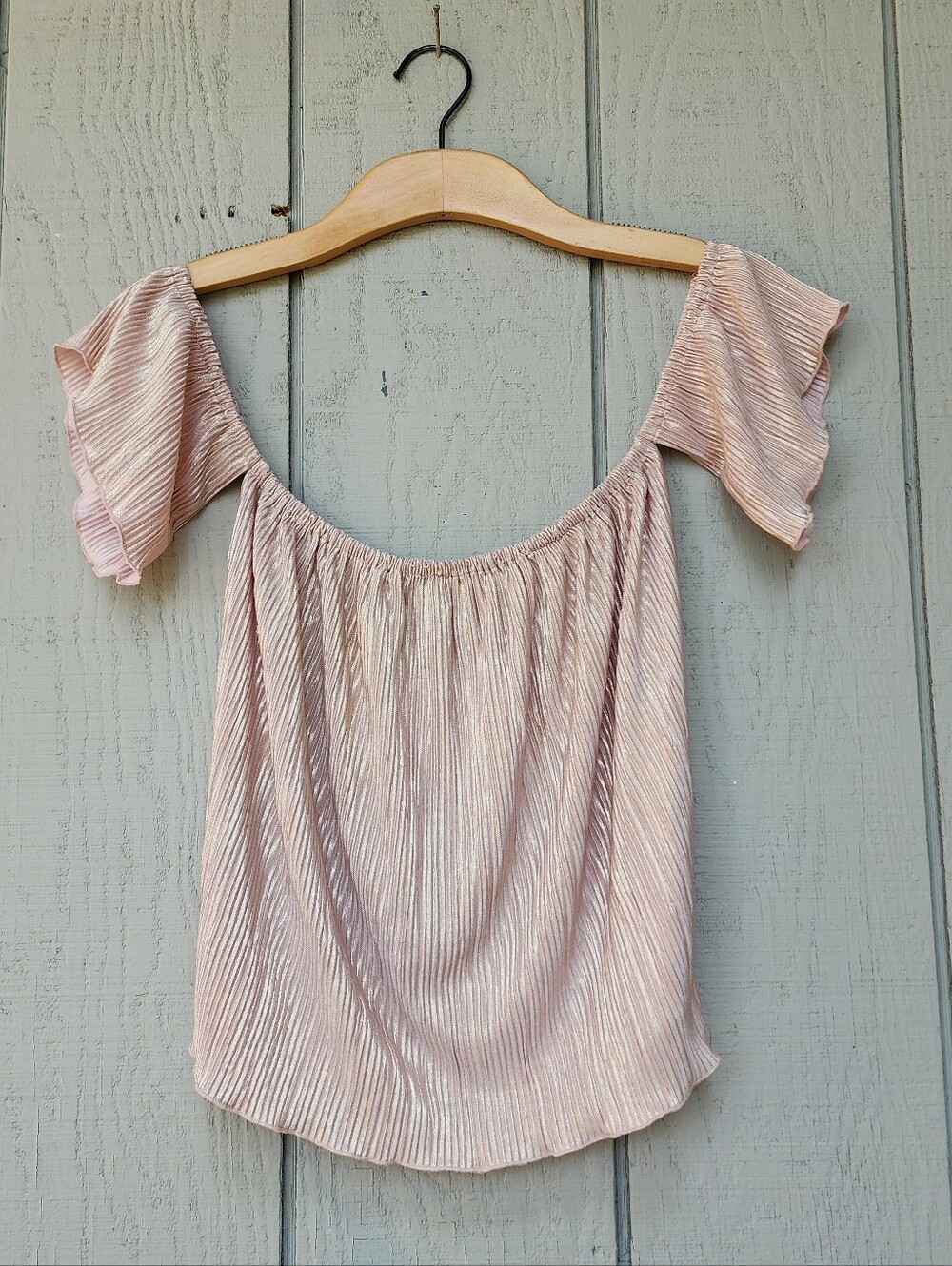 Hollister Metallic Off The Shoulder Pleated Top